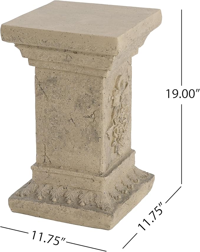 Decorative Roman Column Pedestal Column Plant Stand, Vintage European Style Classical Garden Pillar, Indoor Outdoor Decor, Pedestal Columns Plants Standing for Entryway Garden Yard Home (Sand/19 H)