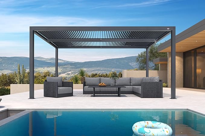 PURPLE LEAF Patio Furniture Set 8 Pieces Patio Seating Sofas Aluminum Furniture Outdoor Couch Sectional Set with Cushions and Aluminum Table Patio Conversation Sets Gray