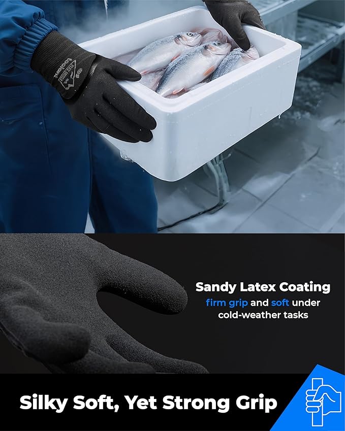 toolant Winter Work Gloves for Men & Women, 3/4 Waterproof Freezer Gloves with Thermal Insulated, Durable, Strong Grip