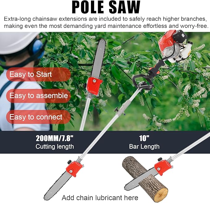 2-Stroke Weed Eater, 52cc Gas Weed Wacker 5 in 1 Gas String Trimmer Multi Functional Garden Trimming Tools with Rubber Handle & Shoulder Strap Brush Cutter for Lawn, Garden and Yard