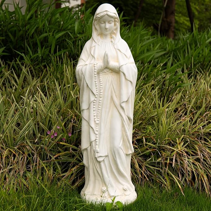 Virgin Mary Outdoor Statue - Religious Garden Statue, Blessed Mother, Virgen De Guadalupe, Large Outdoor Garden, Ivory