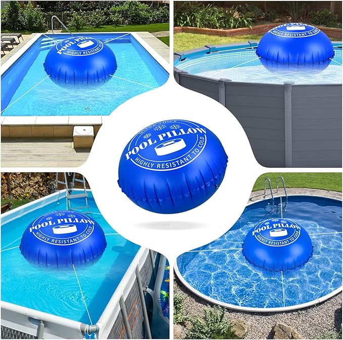 5 FT Pool Pillows for Above Ground Pools with 59 Ft Rope, 0.5mm PVC Cold-Resistant for Closing Winter, Winterize Pool Closing Kit Winter Pool Cover Pillow No Leak