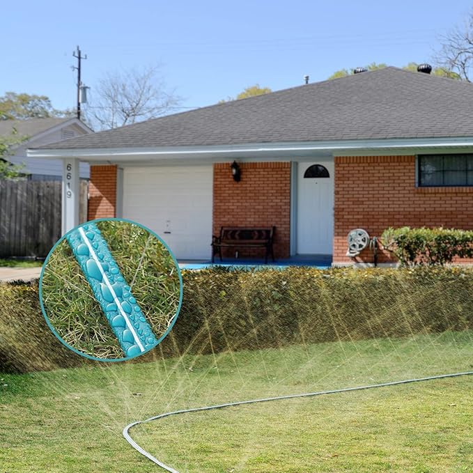 LINEX Sprinkler Soaker Hose 25 ft 2 pack for Garden Lawn Watering Hose with Stakes