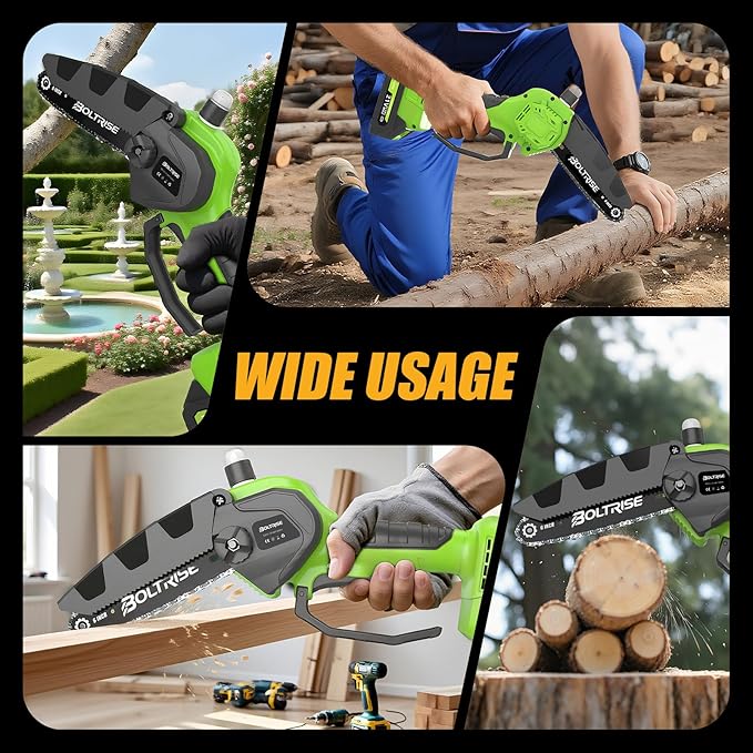 Mini Chainsaw, 6 Inch Mini Cordless Brushless Electric Chainsaw, 2×2.0Ah Batteries & Auto Oiler HandHeld Powered Chain Saw, for Tree Trimming Wood Cutting Garden and Yard Work