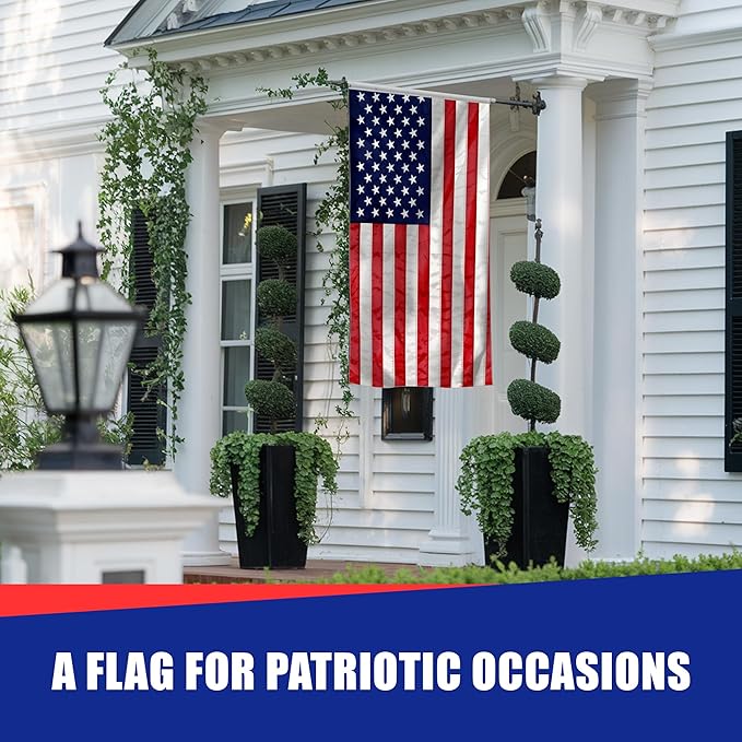 Super Tough 8ft x 12ft Nylon American Flag | Embroidered Stars and Sewn Stripes | Brass Grommets | Heavy-Duty Outdoor Flag | Fade Resistant American Flag Made in USA | All Weather Nylon