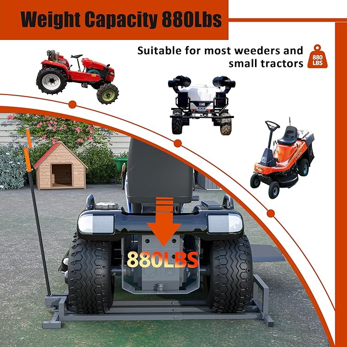 Lawn Mower Lift Jack Heavy Duty Lawnmower Jack for Ride on Lawn Mowers & Garden Tractors, Space-Saving Foldable Large Riding Lawn Tractor Lift with Manual and Power Tool Handles Fit Multiple Mowers