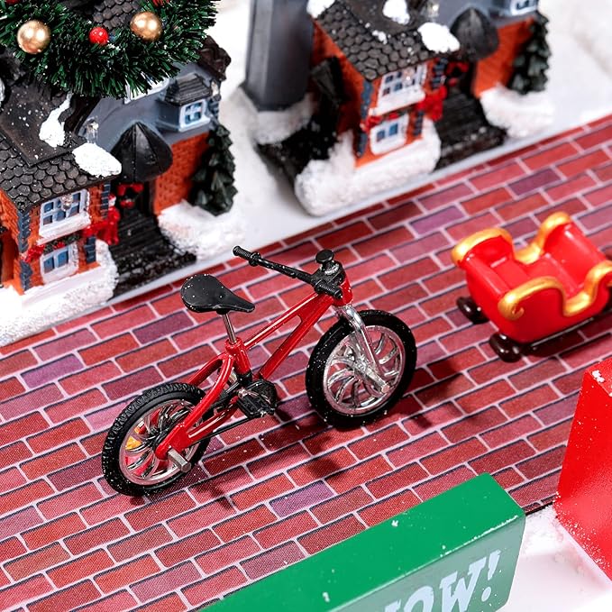 Marspark Christmas Village Accessories 5 x 50 Inch Christmas Miniature Road Village Street Mat Xmas Snow Street Decorations for Little Landscape(Red Brick Style)