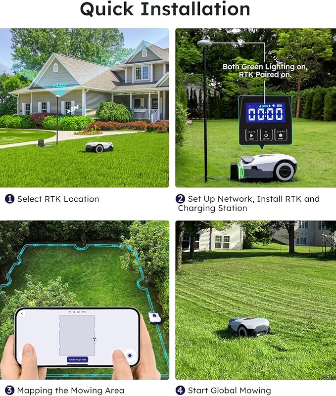 ANTHBOT Genie1000 Robot Lawn Mower - NO Wire, Full Band RTK+4-Eye Vision Robotic Lawnmower for 0.51 Acre, Auto Mapping, Multi-Zone Management, Accurate Obstacle Avoidance, Intelligent Path Planning