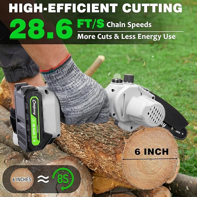 Mini Chainsaw Cordless 6 Inch, Electric Saw Gifts for Men Dad Husband Gardener, Cool Gadgets for Men 2025, Stocking Stuffers for Adults Christmas Gifts Dad Him Mothers Mom Women