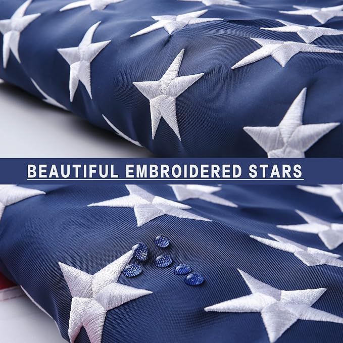 American Flags for Outside 30x60, USA US Flag Heavy Duty Outdoor, Made of 210D Oxford Fabric, Embroidered Stars, Brass Grommets