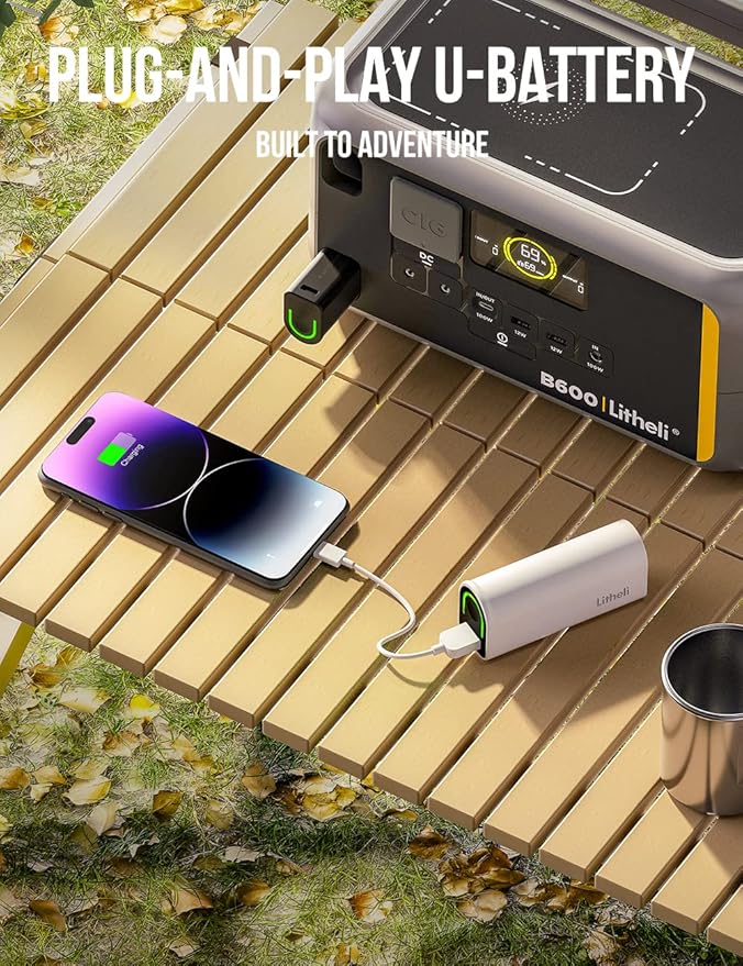 Litheli Portable Power Station 600W, 562Wh Portable Power Generator with 100W USB-C PD Fast-Charging, 110V/600W AC Outlet Solar Generator for Outdoor Camping(Solar Panel Optional), RV