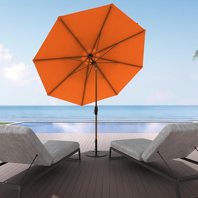 Midtown Umbrellas Sunbrella Umbrella Outdoor Patio Umbrella 2-8 Feet in Canvas Tuscan Acrylic Fabric - Auto-Tilt Aluminum Frame For Backyard Umbrella, Deck Umbrella & Porch Umbrella - Wooden Pole