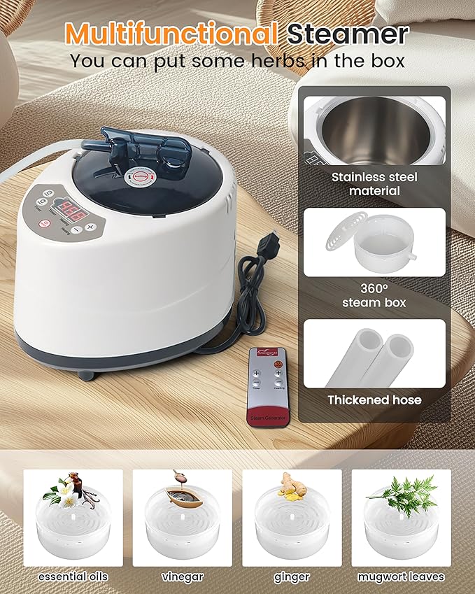 Infrared Sauna, Portable Steam Sauna Box with XL Steamer and Folding Chair, 5-Layer Waterproof and Thermal Insulation, for Home Spa, Detoxification, Relief Muscle Pain, Indoor & Outdoor(Dark Black)