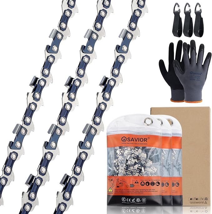 Savior 3Pack 16 Inch Chainsaw Chain 3/8" LP Pitch, .043" Gauge, 55 Drive Links Replace 61PMM355, 3610 005 0055, R55 Fits Stihl MS170 MS180 MS180C MS171 MS181 017 018 16" Chainsaw and More