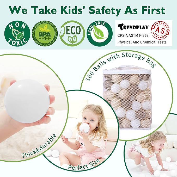 TRENDPLAY Plastic Balls for Ball Pits 2.2 Inch, Pack of 50 100 200 500 Hollow Balls, Perfect for Toddler Baby Pools,Party,Festival Decoration