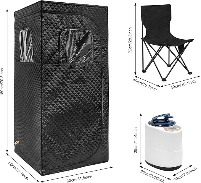 Portable Steam Sauna Box for Home, Personal Sauna Tent for Full Body Spa with 4L Steamer Generator,Sauna Room for Indoor,70.8”x31.5”x31.5”