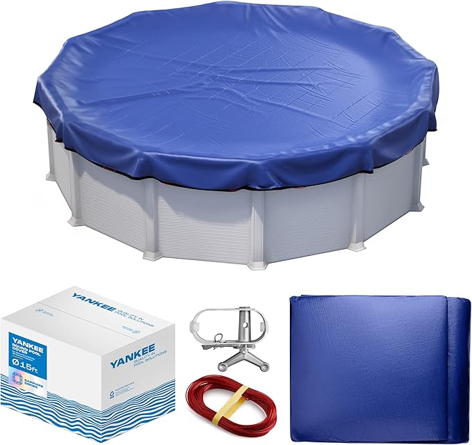 Winter Pool Cover 15 ft Round for Above Ground | Extra Thick & Durable Above-Ground Pool Cover | Sapphire Series of Premium Cold- and UV-Resistant Pool Cover | by Yankee Pool Pillow