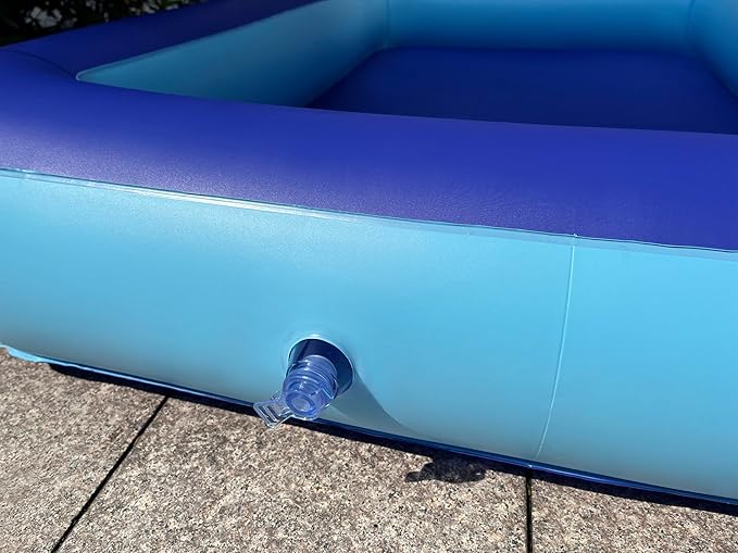 Inflatable Splash Pool for Kids, Plastic Wading Pools Outdoor, Large Sensory Sand & Water Play Pit for Toddlers, Kiddie Small Swimming Pool with Air Pump, Sand Box Backyard (77"*53"*9"-L)