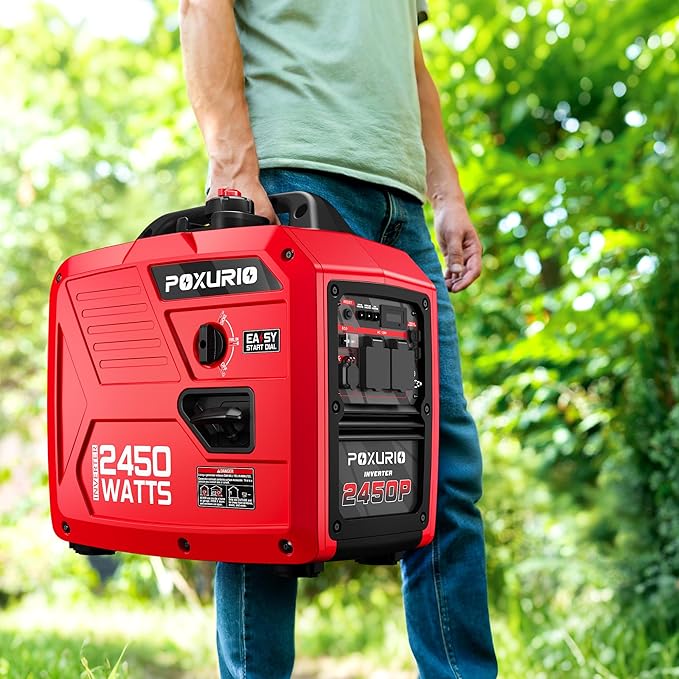 2450 Watt Inverter Generator, 120V Gas Powered Generator Super Quiet, RV Ready/EPA for RV, Camping and Home，Red