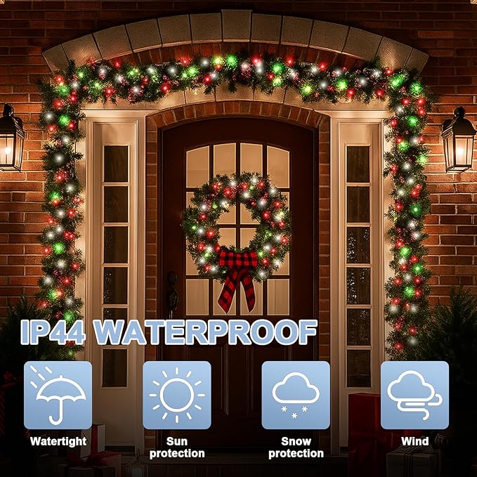 66ft Christmas Decorative Mini Lights, 200 LED Transparent Wire Fairy Starry String Lights Plug in, 16 Lighting Modes for Outdoor Xmas Tree Wedding Party Decoration (Red Green White)