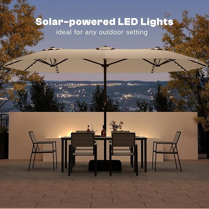 13FT Double Sided Patio Umbrella with LED Lighted