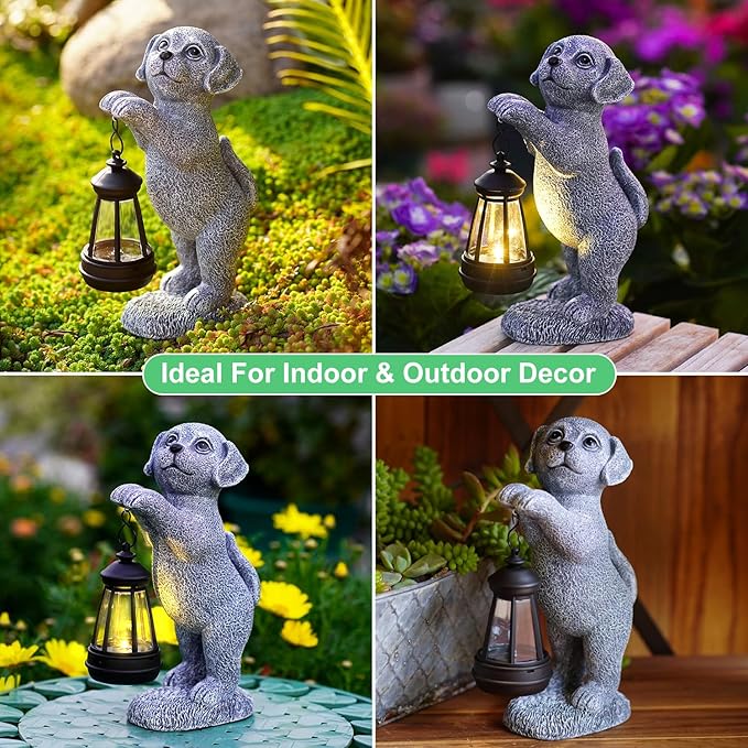 Goodeco Dog Statue with Solar Lantern - Perfect Dog Garden Statues Outdoor Decor & Ornament for Mom, Housewarming Gifts and as Yard Decorations