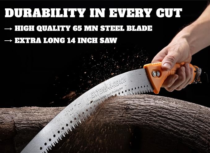 Pruning Manual Hand Saw // Hand Held or with Extension Manual Pole Saw for Tree Trimming // Fits All Extension Poles with Standard US Acme Thread // Tree Limb Hand Saw (Pole Sold Separately)