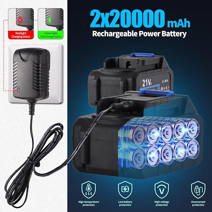 Cordless Pressure Washer,1450PSI Portable Power Washer 2 Rechargeable 20000mAH Batteries,Brushless Powered Washer Gun 6-in-1 Nozzle,Hand Held Pressure Washer for Washing Car/Fence/Garden/Floor/Yards