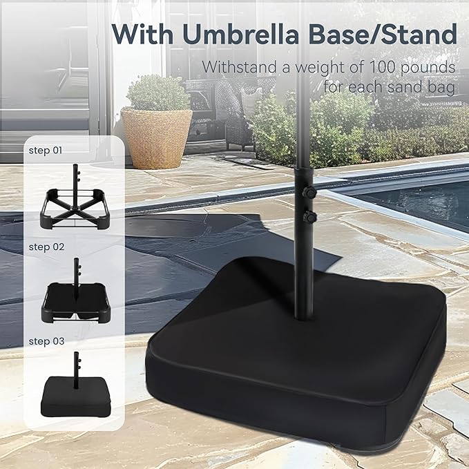 PHI VILLA 15ft Large Patio Umbrellas with Base Included, Outdoor Double-Sided Rectangle Market Umbrella with Stand, Outside Umbrellas for Poolside Lawn Garden, Golden Yellow