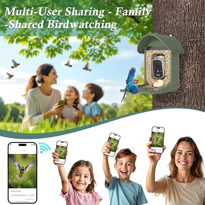 Bird Feeder with Camera, 2-in-1 Bird Bath and Perch, 3K Live View, Squirrel-Proof Cable, 2.4G WiFi, AI Detection, Instant Arrival Alerts, Backyard Birdwatching Gift for Birdlovers