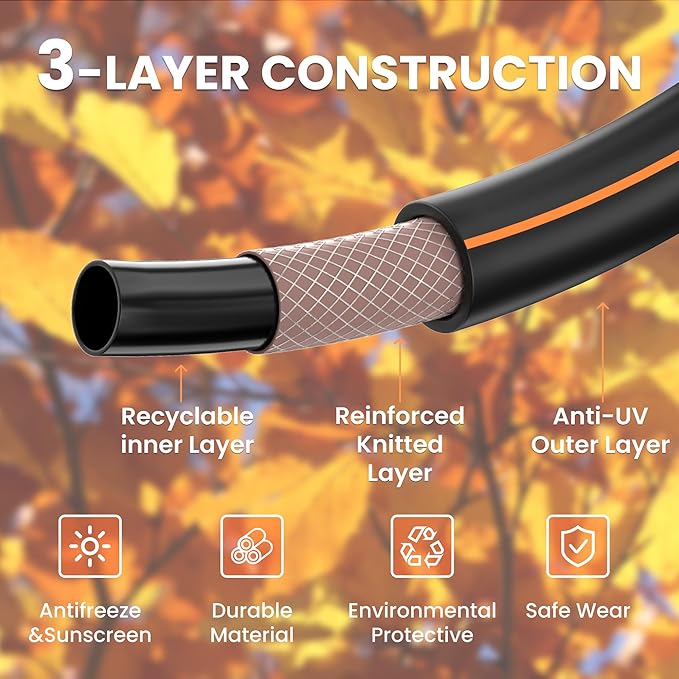 Giraffe Tools Garden Leader Hose 10ft x 5/8", Short Water Hose Heavy Duty, Flexible, Lightweight Hybrid Hose with Swivel Handle, Double Female Fittings, Burst 600 PSI