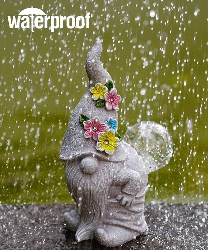 Qeeman Garden Decor Gnome Blow Bubbles: Outdoor Decorations Yard Art Statues for Patio Balcony Lawn Figurine - Gifts for Mom Grandma