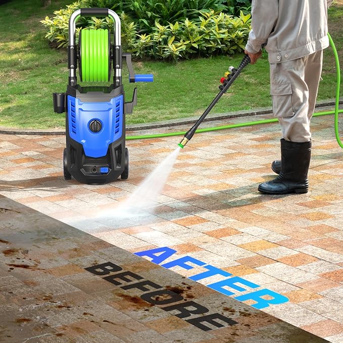 Professional Pressure Cleaner 4800PSI, 4.0GPM Portable Power Cleaner with 4 QC Nozzles and Soap Bottle, Cleaner Machine for Cars/Home/Driveways/Patios/Decks/Fences, Blue