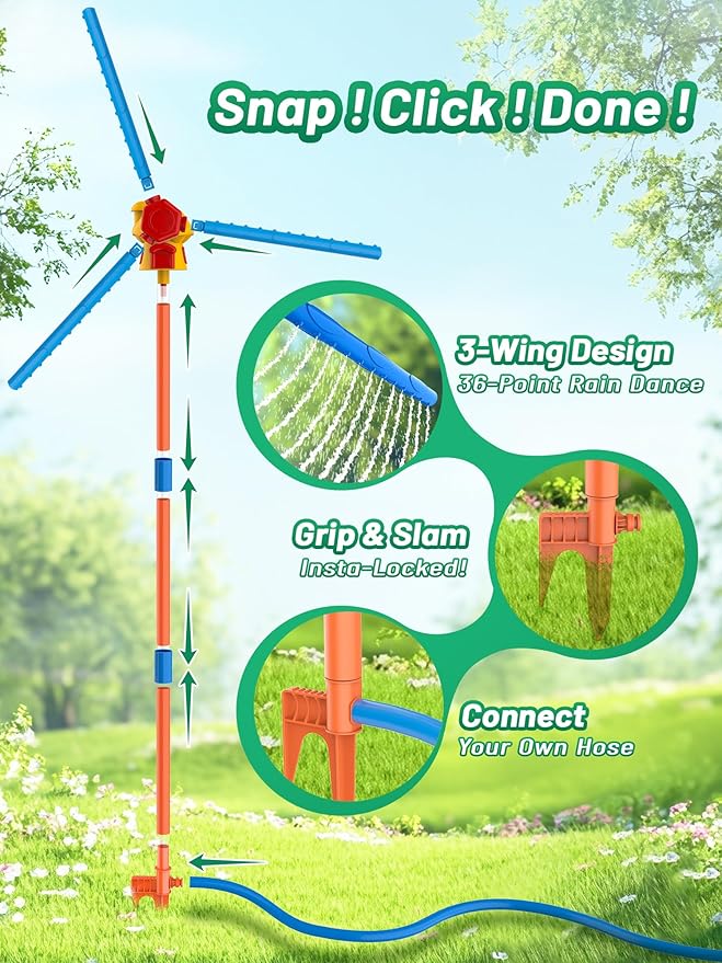 Outdoor Water Sprinklers with 4 T Ball Set for Toddlers Kids Ages 4-8,Summer Outside Sprinklers Play Equipment Baseball Game Lawn Yard Tee Ball Game for Boys Girls,Hose Connector Included (C)