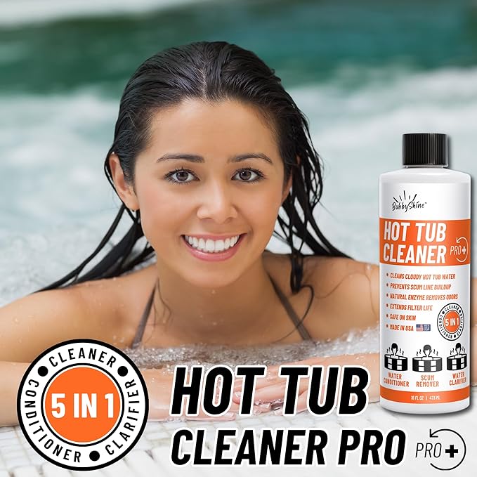 5in1 Weekly Hot Tub Cleaner - 16 Treatments, Conditioner, Clarifier - Hot Tub Chemicals, Spa Protector All in One Starter Kit, Spa Chemicals for Hot Tub for Crystal Clear Water - Made in USA