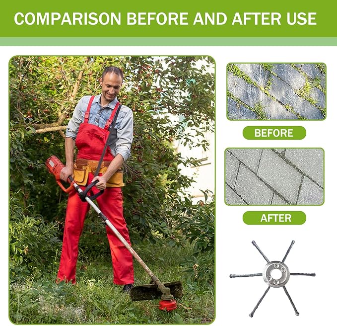 Weed Eater Trimmer Head w/Install Kit - Universal 9" Weed Eater Attachments，Steel Wire Weed Wacker Blade(6 Blades, 1" Mount) for Stihl, Husqvarna, Echo