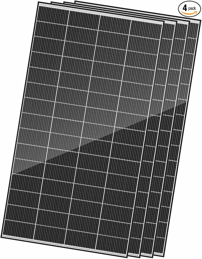 Renogy 320 Watts Solar Panels 4PCS 12V/24V N-Type 18BB Solar Panel Monocrystalline Total 1280W On/Off Grid Application Over 1000 Watt Solar Panel 25% High Efficiency for Homes Roof RV Boat Black