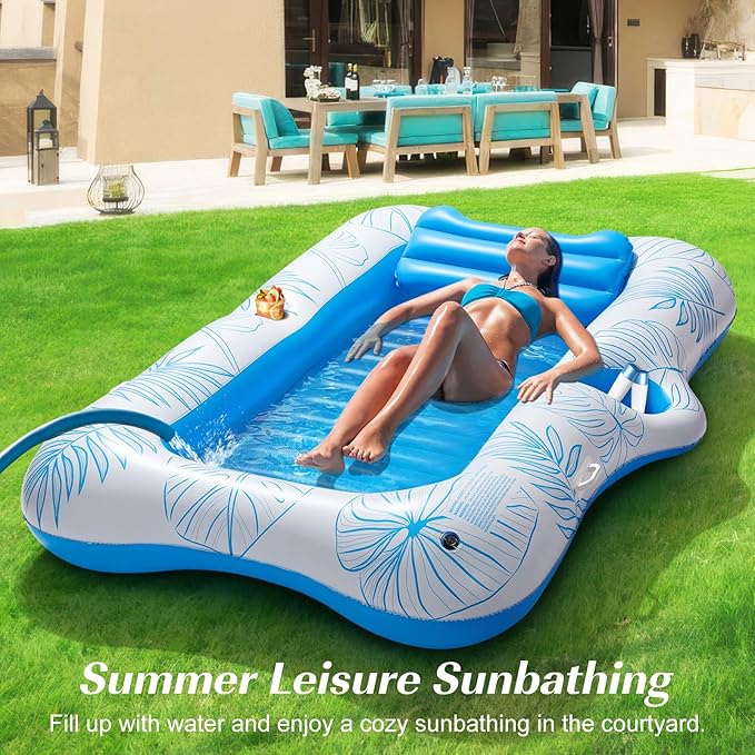 HeySplash Pool Lounger Float for Adult, Inflatable Pool Floats Bed Cooling Contour Lounger Rafts, Water Rafts for Lake, Outdoor Beach Pool Party