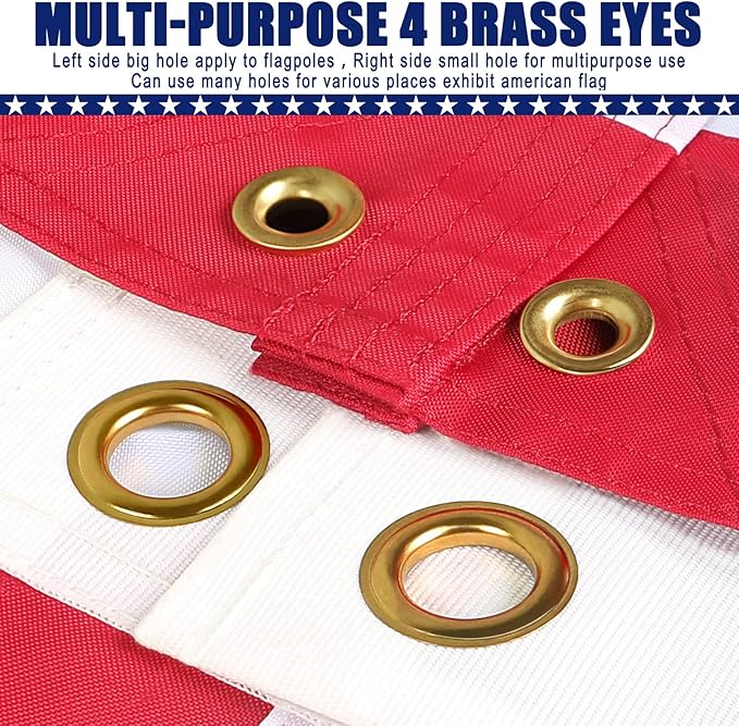 American Flag 2.5x4 Ft, Four Brass Grommets Multipurpose US Flag, Embroidered Stars, Sewn Stripes, Outdoor Heavy Duty Durable USA Flags, Hanging Indoor/Bedroom/Room/Wall American Flag