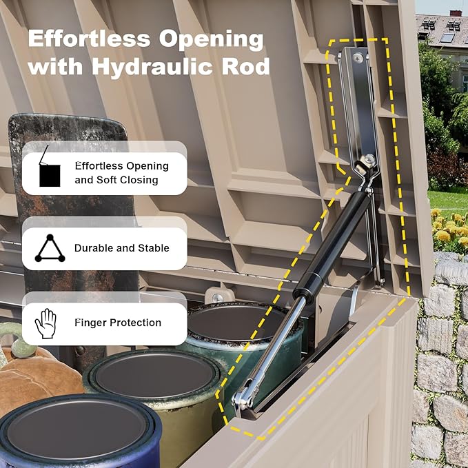 DRATO 180 Gallon Outdoor Storage Box, Large Waterproof Deck Box, Lockable Resin Storage Container with Reinforced Support for Patio Cushions, Garden Tools, UV-Resistant Outdoor Chest