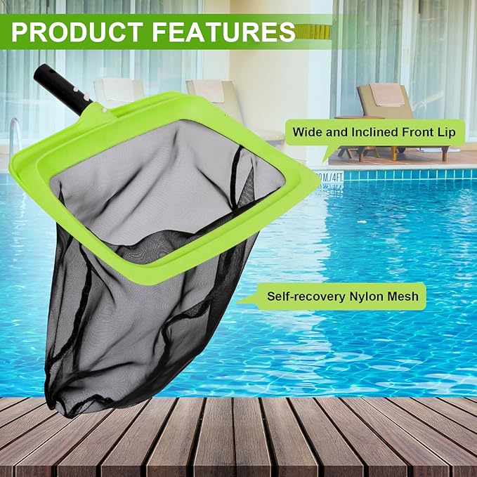 Sepetrel Swimming Pool Leaf Skimmer Net,Fine Nylon Mesh & Reinforced Frame Deep Rake Net,Cleaning Supplies and Accessories, (Pole Not Included)