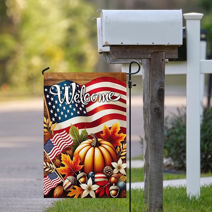 FLAGWIX American Pumpkin Garden Flag - Garden American Flags for Outside 11.5" x 17.5" - Fall Gifts for Women Men, Fall Decorations for Home, Thanksgiving Decorations for Home Decor