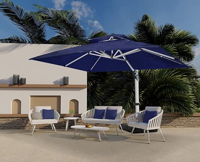 ABCCANOPY Patio Umbrella Cantilever Double Top Outdoor Offset Umbrella with 360° Rotation