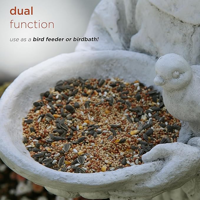 Alpine Corporation 45" Tall Outdoor Saint Francis Birdbath Statue Yard Art Decoration, Light Gray