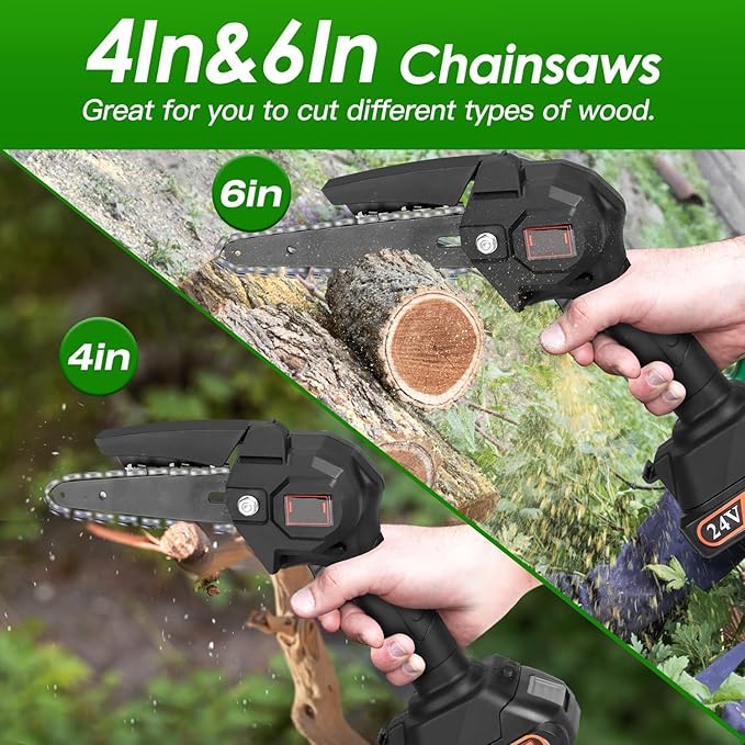2-in-1 Cordless Pole Saw, Cordless Chain Saw, 33Ft/s Battery Pole Saw with 2Pcs 1500mAh Batteries 4in/6in Chains, 13ft Reach Electric PoleSaw, Comes with 3 extension rods, for Tree Trimming