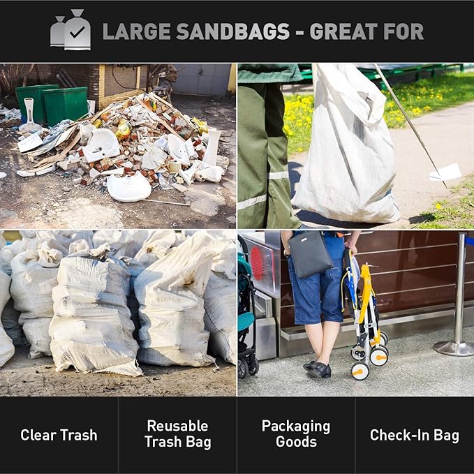 Sandbaggy Large Sandbags - Size: 31" x 45" - Thick Heavy Duty Contractor Bags, Heavy Duty Garbage Bags, Dumpster Bag, Construction Trash Bags, Contractor Bags 6 mil (50)