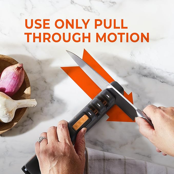 5 Precision Adjust Knife Sharpener- 3-Stage Premium Kitchen Knife Sharpener to Repair, Restore & Polish Blades by Sharp Pebble