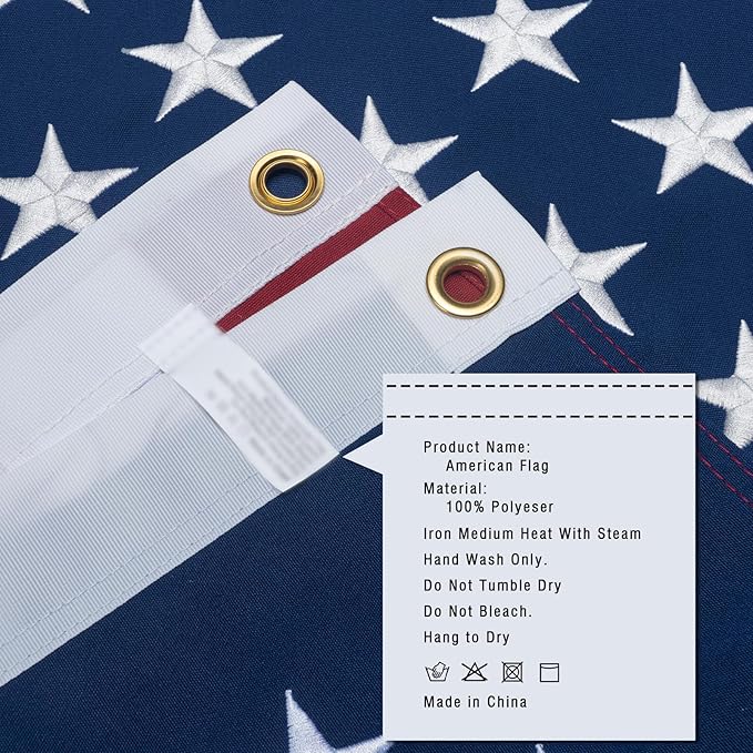 American Flag 4x6 Ft for Outside Longest Lasting- Ultra Durable, Tear-Proof Heavy Duty Spun Polyester US USA Flags - Fade Resistant, Embroidered Stars, Sewn Stripes, Brass Grommets - Outdoor Decor
