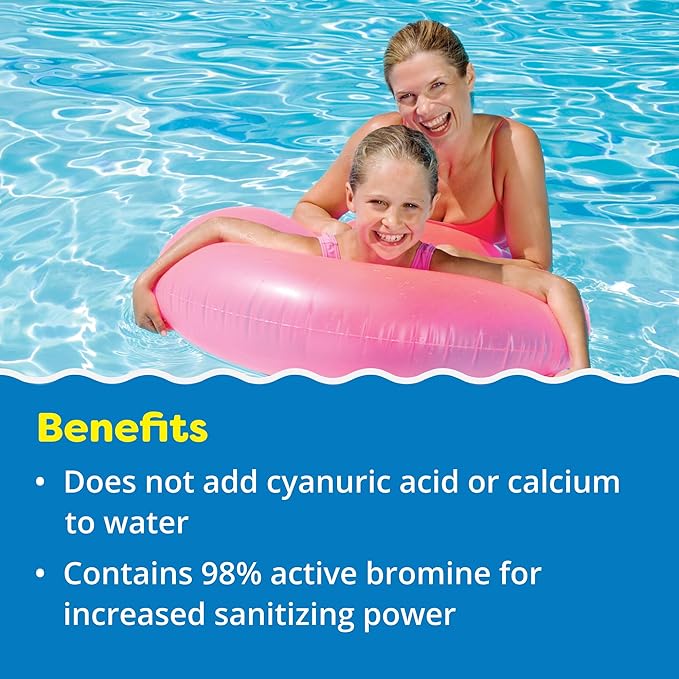 In The Swim 1 Inch Bromine Plus Tablet Sanitizer for Spas, Hot Tubs, or Swimming Pools - Pre-Stabilized, Low Odor, Chlorine Alternative - 8 Pounds