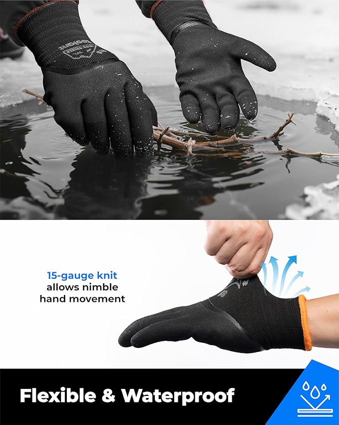 toolant Winter Work Gloves for Men & Women, 3/4 Waterproof Freezer Gloves with Thermal Insulated, Durable, Strong Grip